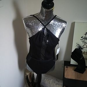 Nwt Max Studios black spaghetti-strap bodysuit